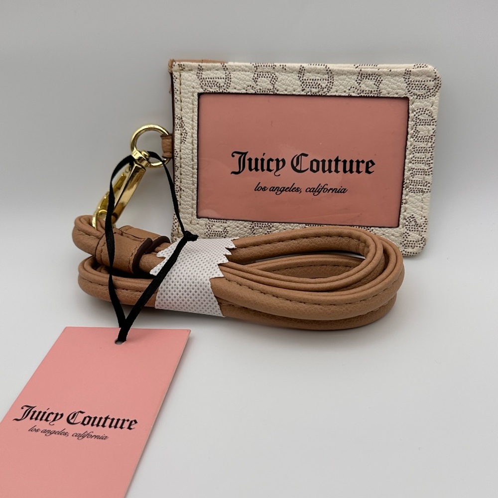 Juicy Couture Beige and Gold Card Holder Lanyard NWT